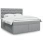 Preview: ARDEBO.de - Boxspringbett mit Matratze Hellgrau 180x200 cm Stoff