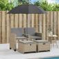 Preview: Gartensofa 2-Sitzer Sonnenschirm und Hocker Beige Poly-Rattan