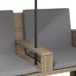 Preview: Gartensofa 2-Sitzer Sonnenschirm und Hocker Beige Poly-Rattan