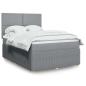 Preview: ARDEBO.de - Boxspringbett mit Matratze Hellgrau 140x190 cm Stoff