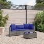 Preview: ARDEBO.de - 4-tlg. Garten-Sofagarnitur mit Kissen Grau Poly Rattan