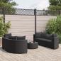 Preview: ARDEBO.de - 7-tlg. Garten-Sofagarnitur mit Kissen Schwarz Poly Rattan