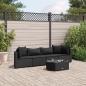 Preview: ARDEBO.de - 5-tlg. Garten-Sofagarnitur mit Kissen Schwarz Poly Rattan