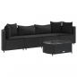 Preview: 5-tlg. Garten-Sofagarnitur mit Kissen Schwarz Poly Rattan