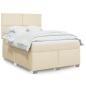 Preview: ARDEBO.de - Boxspringbett mit Matratze Creme 140x200 cm Stoff