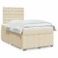 Preview: ARDEBO.de - Boxspringbett mit Matratze Creme 120x200 cm Stoff