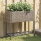 Preview: ARDEBO.de - Pflanzkübel mit Ablage Grau Poly Rattan
