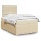 Preview: ARDEBO.de - Boxspringbett mit Matratze Creme 120x190 cm Stoff