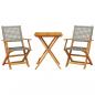 Preview: 3-tlg. Bistro-Set Grau Poly Rattan und Massivholz