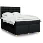 Preview: ARDEBO.de - Boxspringbett mit Matratze Schwarz 160x200 cm Stoff