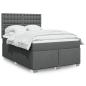 Preview: ARDEBO.de - Boxspringbett mit Matratze Dunkelgrau 160x200 cm Stoff