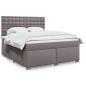 Preview: ARDEBO.de - Boxspringbett mit Matratze Grau 180x200 cm Kunstleder