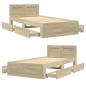 Preview: ARDEBO.de - Bettgestell mit Kopfteil Sonoma-Eiche 90x190 cm Holzwerkstoff