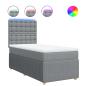 Preview: ARDEBO.de - Boxspringbett mit Matratze Hellgrau 100x200 cm Stoff