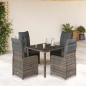 Preview: ARDEBO.de - 5-tlg. Garten-Bistro-Set mit Kissen Grau Poly Rattan