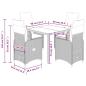 Preview: 5-tlg. Garten-Bistro-Set mit Kissen Grau Poly Rattan