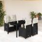 Preview: ARDEBO.de - 5-tlg. Garten-Bistro-Set mit Kissen Schwarz Poly Rattan