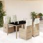 Preview: ARDEBO.de - 5-tlg. Garten-Bistro-Set mit Kissen Beige Poly Rattan
