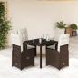 Preview: ARDEBO.de - 5-tlg. Garten-Bistro-Set mit Kissen Braun Poly Rattan