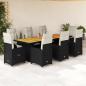 Preview: ARDEBO.de - 9-tlg. Garten-Bistro-Set mit Kissen Schwarz Poly Rattan