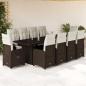 Preview: ARDEBO.de - 11-tlg. Garten-Bistro-Set mit Kissen Braun Poly Rattan