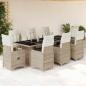 Preview: ARDEBO.de - 9-tlg. Garten-Bistro-Set mit Kissen Beige Poly Rattan