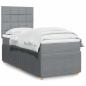 Preview: ARDEBO.de - Boxspringbett mit Matratze Hellgrau 80x200 cm Stoff