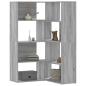 Preview: ARDEBO.de - Eck-Bücherregal 4 Etagen Grau Sonoma 85x85x140 cm Holzwerkstoff
