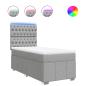 Preview: ARDEBO.de - Boxspringbett mit Matratze Hellgrau 100x200 cm Stoff