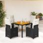 Preview: ARDEBO.de - 5-tlg. Garten-Bistro-Set mit Kissen Schwarz Poly Rattan