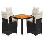 Preview: 5-tlg. Garten-Bistro-Set mit Kissen Schwarz Poly Rattan
