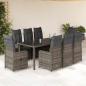 Preview: ARDEBO.de - 9-tlg. Garten-Bistro-Set mit Kissen Grau Poly Rattan