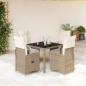 Preview: ARDEBO.de - 5-tlg. Garten-Bistro-Set mit Kissen Braun Poly Rattan