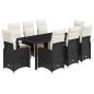 Preview: 9-tlg. Garten-Bistro-Set mit Kissen Schwarz Poly Rattan