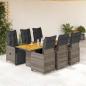 Preview: ARDEBO.de - 7-tlg. Garten-Bistro-Set mit Kissen Grau Poly Rattan