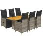 Preview: 7-tlg. Garten-Bistro-Set mit Kissen Grau Poly Rattan