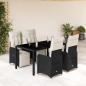 Preview: ARDEBO.de - 5-tlg. Garten-Bistro-Set mit Kissen Schwarz Poly Rattan