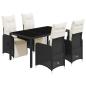 Preview: 5-tlg. Garten-Bistro-Set mit Kissen Schwarz Poly Rattan