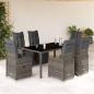 Preview: ARDEBO.de - 7-tlg. Garten-Bistro-Set mit Kissen Grau Poly Rattan
