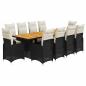 Preview: 11-tlg. Garten-Bistro-Set mit Kissen Schwarz Poly Rattan