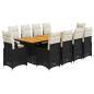 Preview: 11-tlg. Garten-Bistro-Set mit Kissen Schwarz Poly Rattan