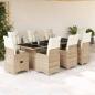 Preview: ARDEBO.de - 9-tlg. Garten-Bistro-Set mit Kissen Beige Poly Rattan