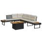 Preview: ARDEBO.de - 2-tlg. Garten-Sofagarnitur mit Kissen Schwarz Poly Rattan