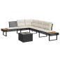 Preview: ARDEBO.de - 2-tlg. Garten-Sofagarnitur mit Kissen Schwarz Poly Rattan Glas