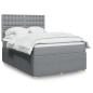 Preview: ARDEBO.de - Boxspringbett mit Matratze Hellgrau 140x190 cm Stoff