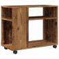 Preview: Beistelltisch mit Rollen Altholz-Optik 70x35x60cm Holzwerkstoff