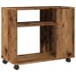Preview: Beistelltisch mit Rollen Altholz-Optik 70x35x60cm Holzwerkstoff