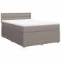 Preview: ARDEBO.de - Boxspringbett mit Matratze Taupe 140x190 cm Stoff