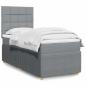 Preview: ARDEBO.de - Boxspringbett mit Matratze Hellgrau 100x200 cm Stoff