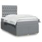 Preview: ARDEBO.de - Boxspringbett mit Matratze Hellgrau 120x190 cm Stoff